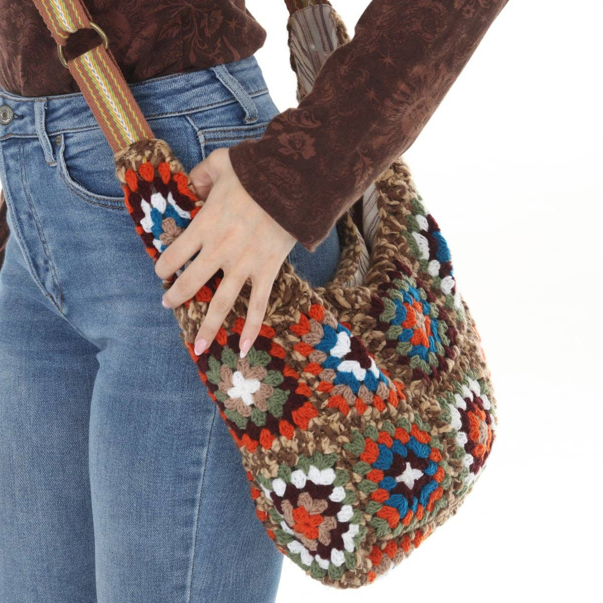 Crochet Granny Square Crossbody Bag