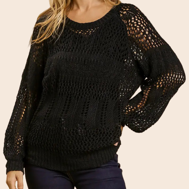 Open Knit Pullover Sweater