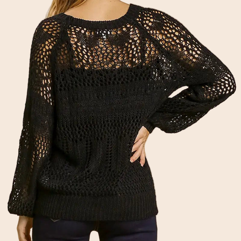 Open Knit Pullover Sweater