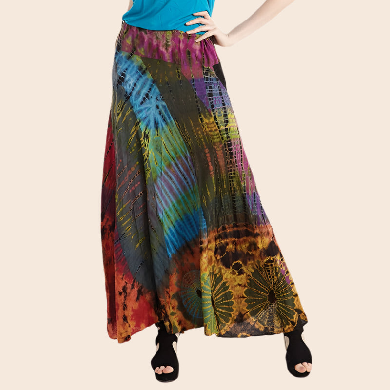 Tie-dye Patchwork Maxi Skirt
