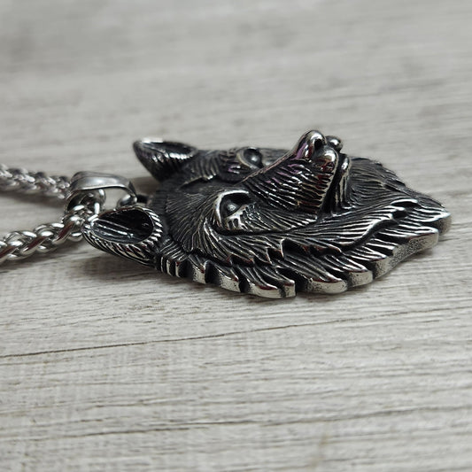 Wolf Head Stainless Steel Necklace