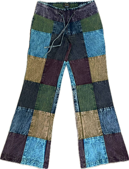 Cotton Patchwork Flare Pants