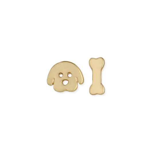 Matte Gold Dog & Bone Post Earrings