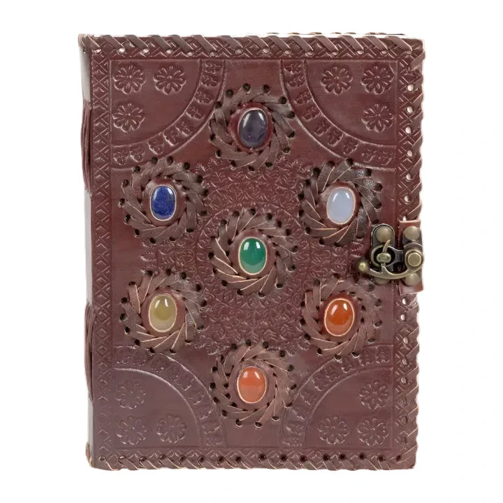 Leather and Chakra Stone Journal