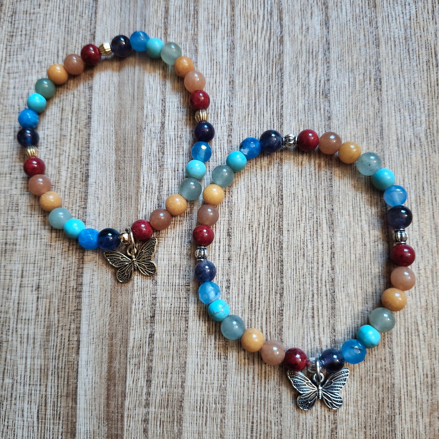 6mm Rainbow Pride Butterfly Assorted Gemstone Bracelet