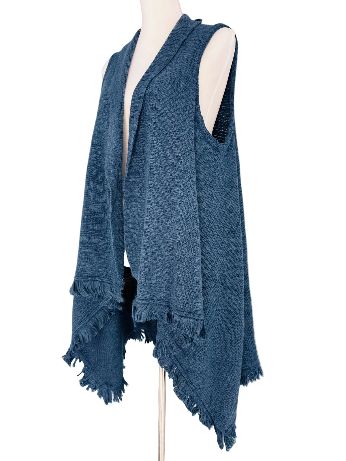 Knee-Length Open-Front Knit Vest