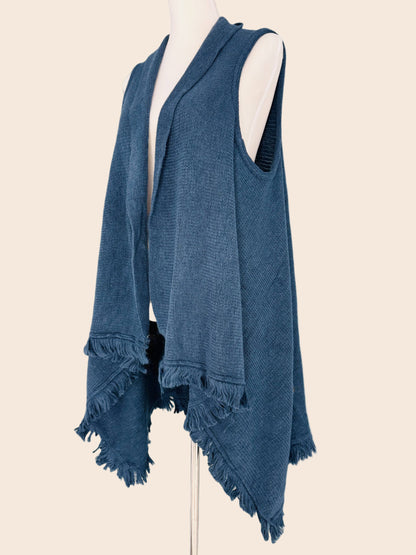 Knee-Length Open-Front Knit Vest
