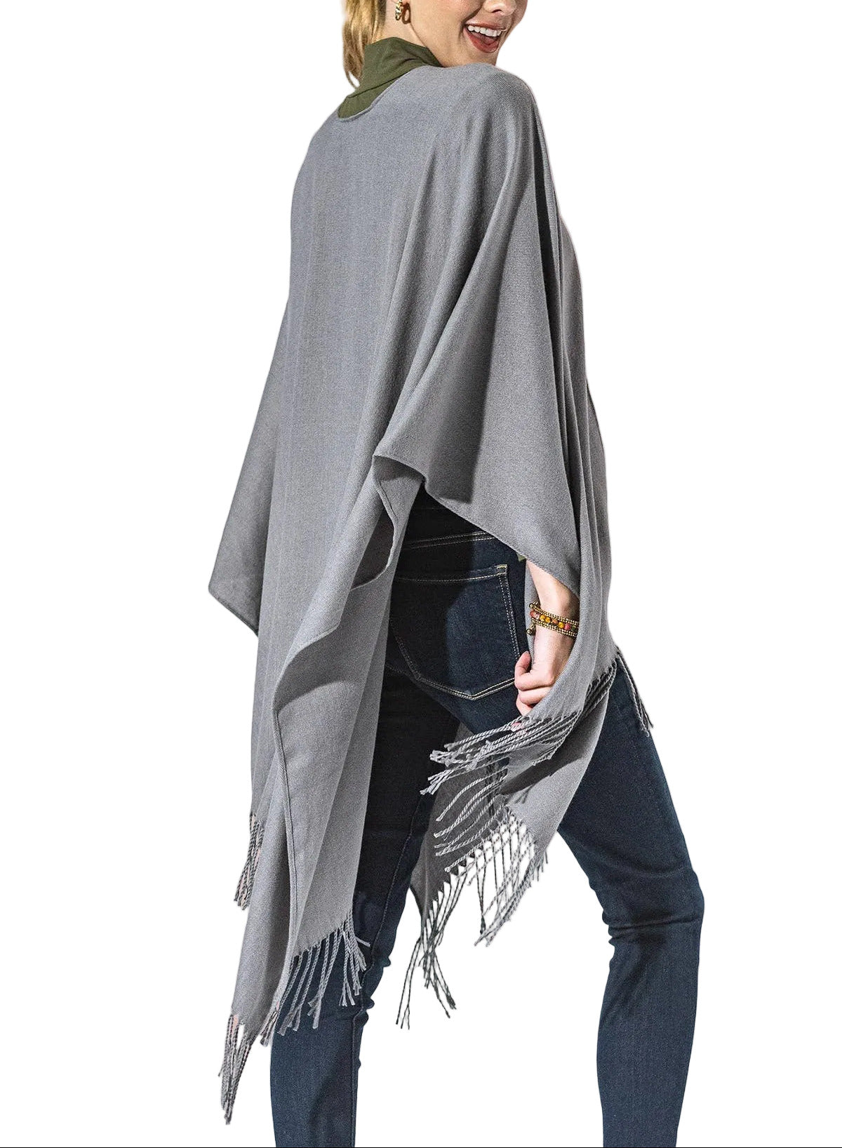 Solid Color Fringe Kimono