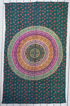 Green Floral Mandala Tapestry Wall Decor Beach Throw 80X50 Inches