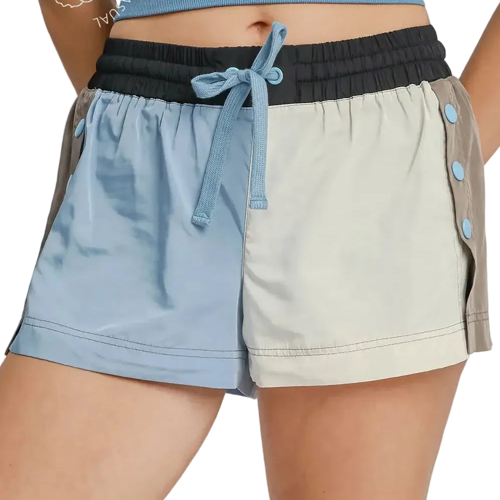Windbreaker Short Shorts with Snap Buttons