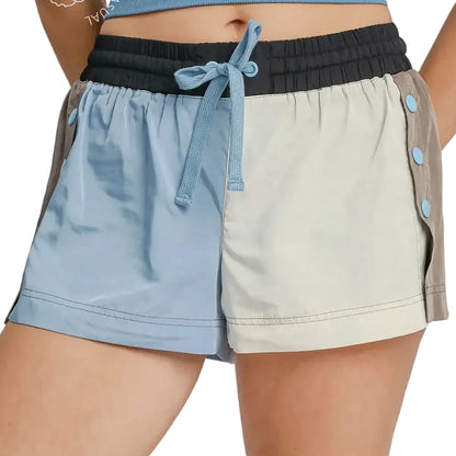 Windbreaker Short Shorts with Snap Buttons
