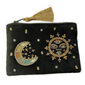 Sun and Moon Black Velvet Coin Purse