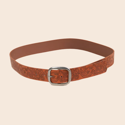 Etched Floral Faux Leather Belt