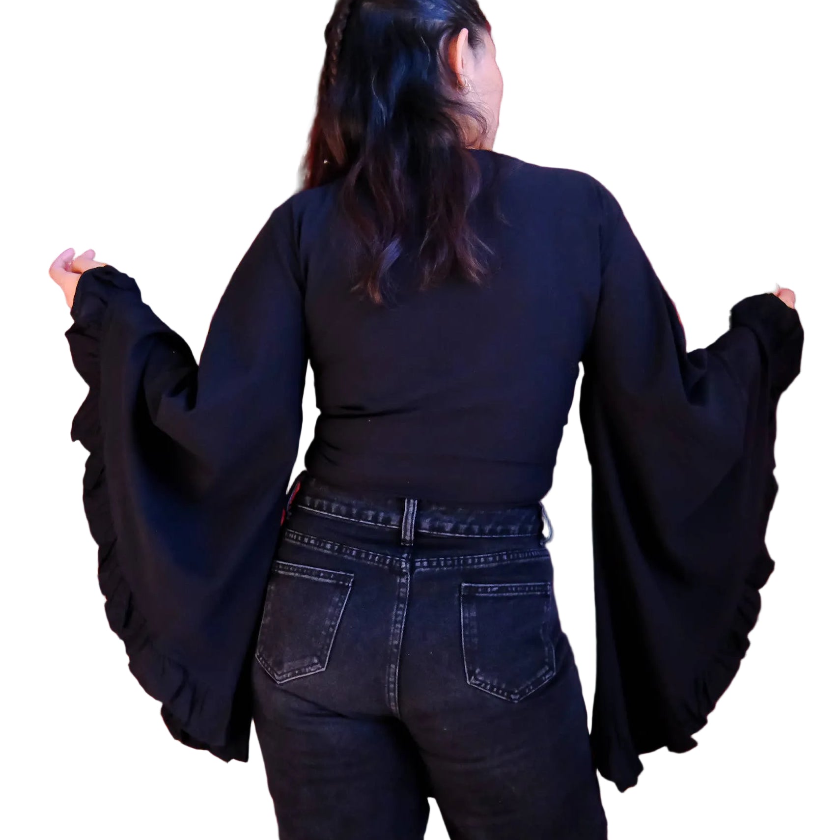 Cotton Flare Sleeve Top with Ruffle
