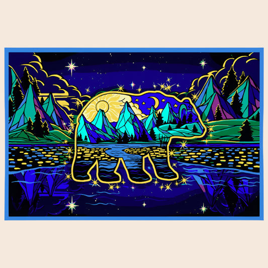 3D Celestial Bear Tapestry