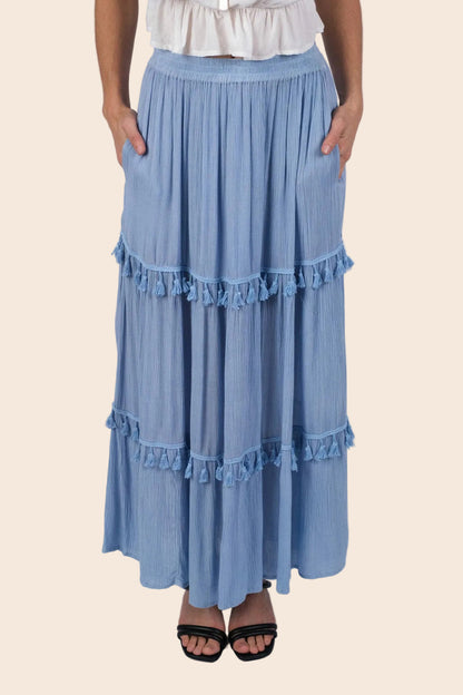 Whimsical Tasseled Summer Maxi Skirt
