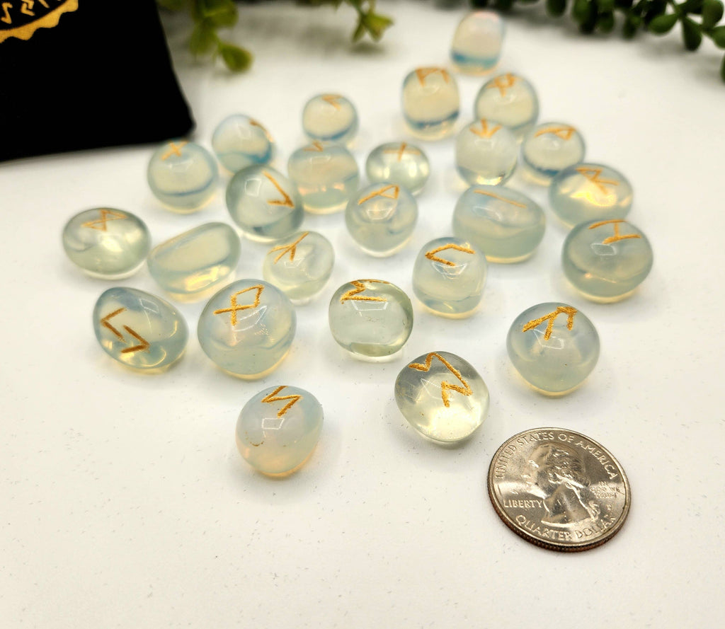 Opalite Rune Sets with Velvet Pouch