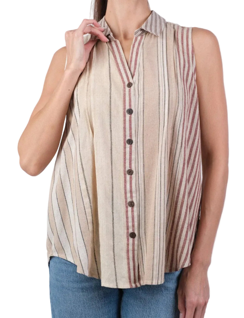 Warm Ethereal Stripes Vintage Collared Shirt