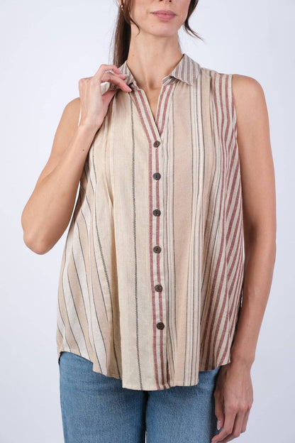 Warm Ethereal Stripes Vintage Collared Shirt