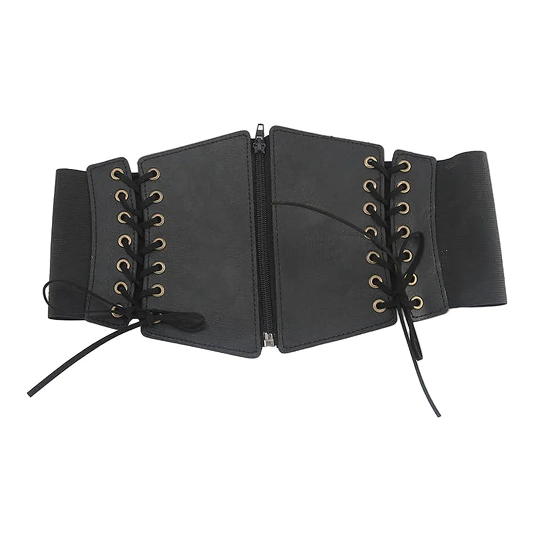 Zip Front Double Lace Corset Belt