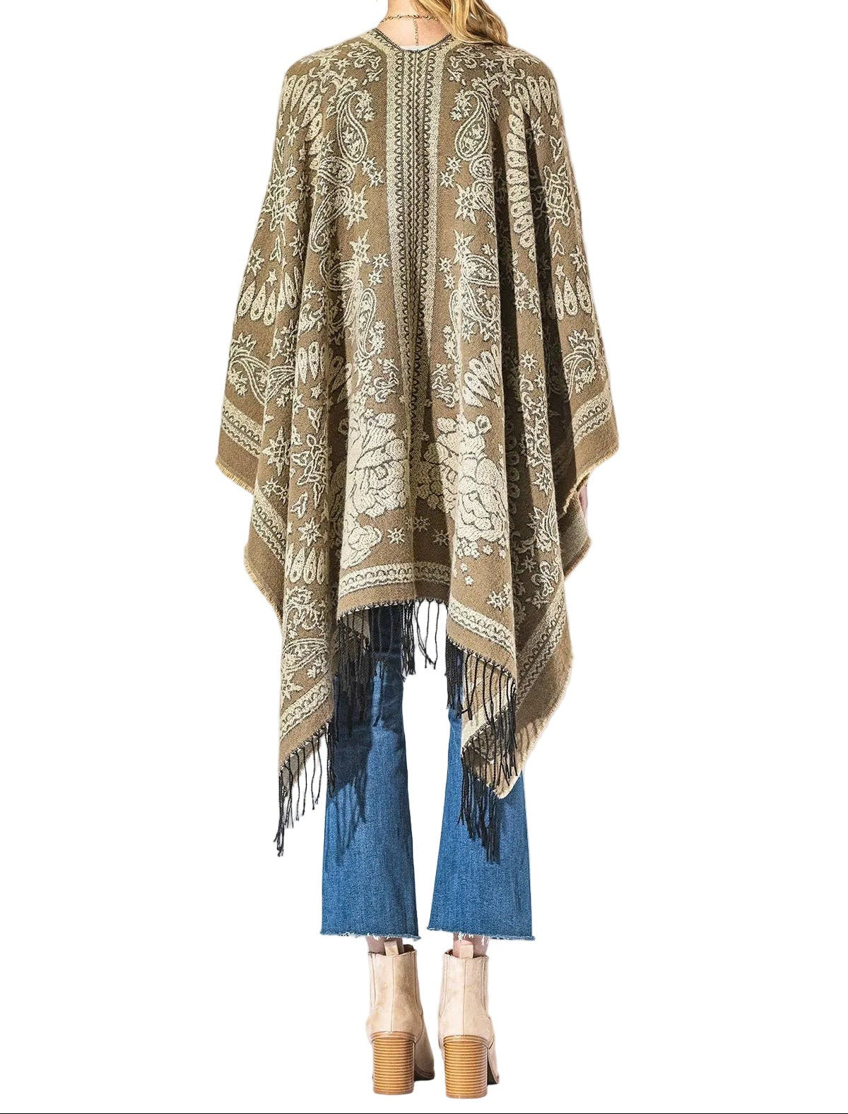 Tan Paisley Fringe Kimono
