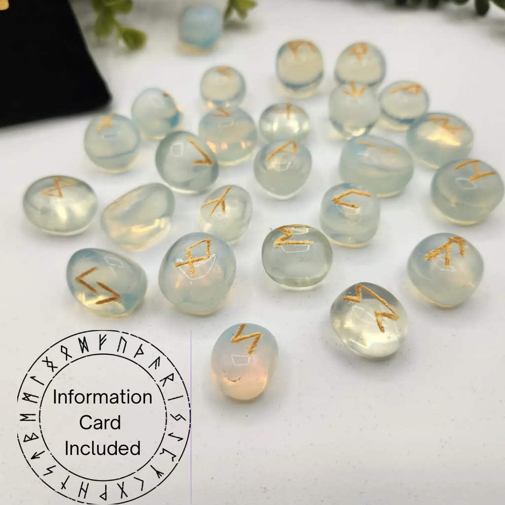 Opalite Rune Sets with Velvet Pouch