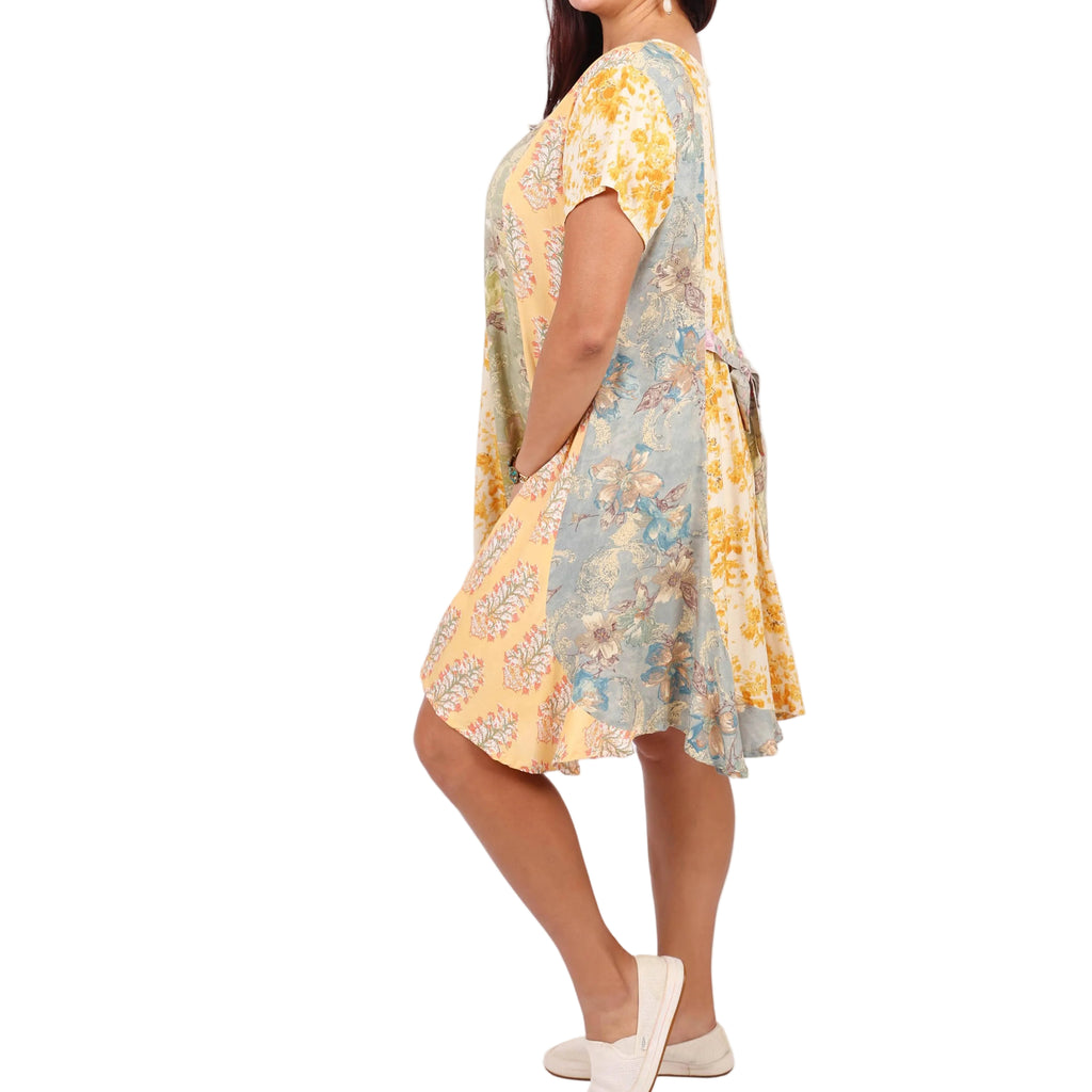 Short Summer Dress: Sunflower Petal Patch