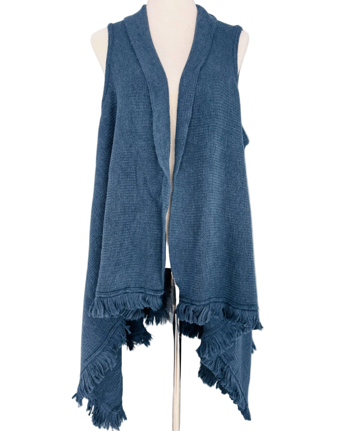 Knee-Length Open-Front Knit Vest