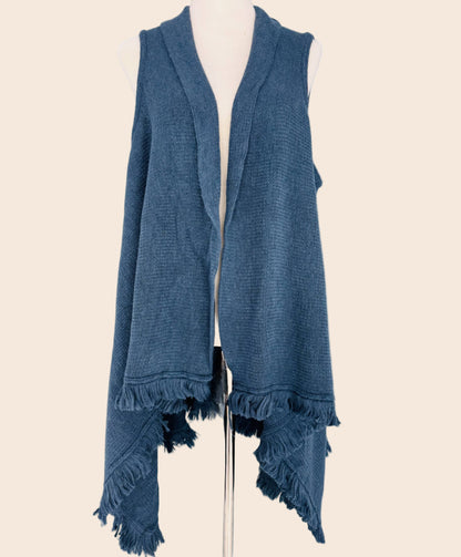 Knee-Length Open-Front Knit Vest