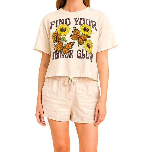 Butterfly and Flower Crop Top