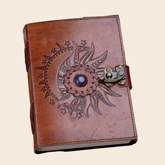 Sun and Moon Lapis Leather Journal