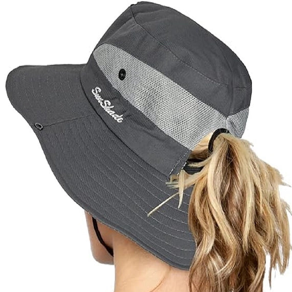 Outdoor UV Protection Packable Ponytail Hat