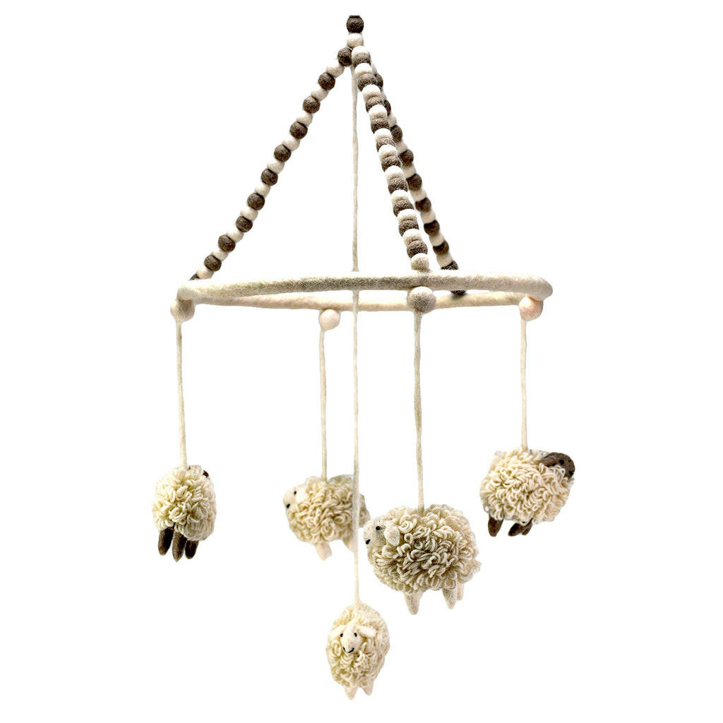 Sheep with pompom Mobile Hanging