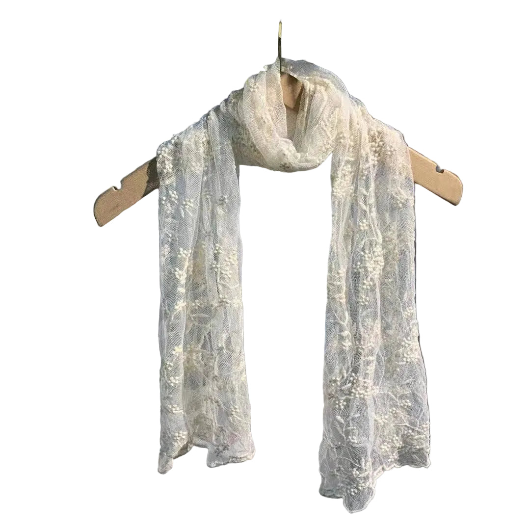 Embroidered Lace Small Shawl Scarf