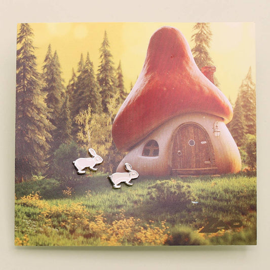 Little White Rabbit Enamel Post Earrings