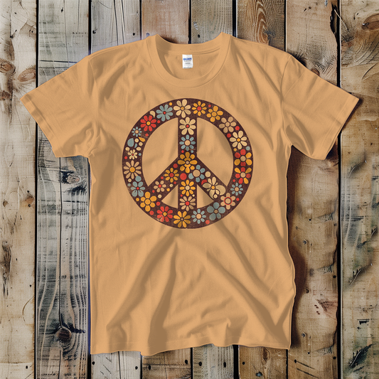 Hippy Flower Peace Symbol Unisex Tee