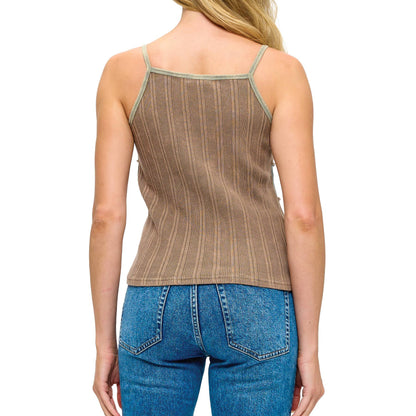Boho Patchwork Ribbed Tank Top Art Painted