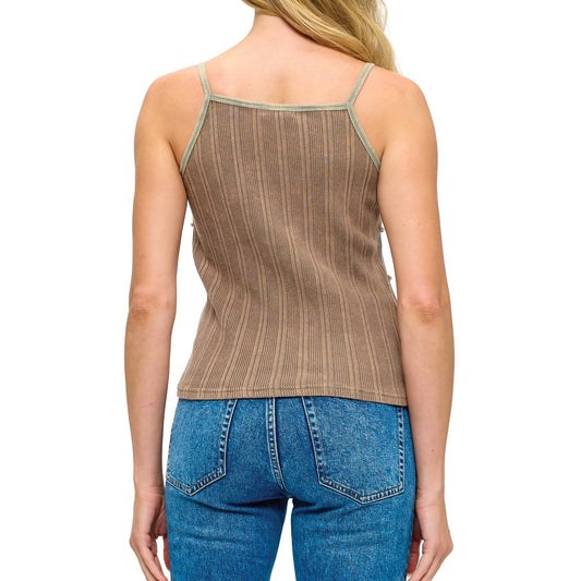 Boho Patchwork Ribbed Tank Top Art Painted