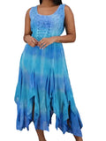 Tie Dye Rayon Lace Up Dress