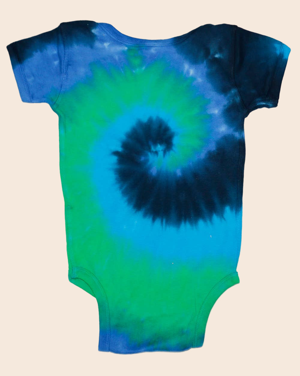 Tie Dye Baby Bodysuit One Piece Romper Blue Green Spiral