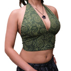Reversible Boho Paisley Cotton Halter Bralette Top