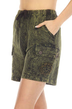 Stonewashed Applique Cargo Shorts