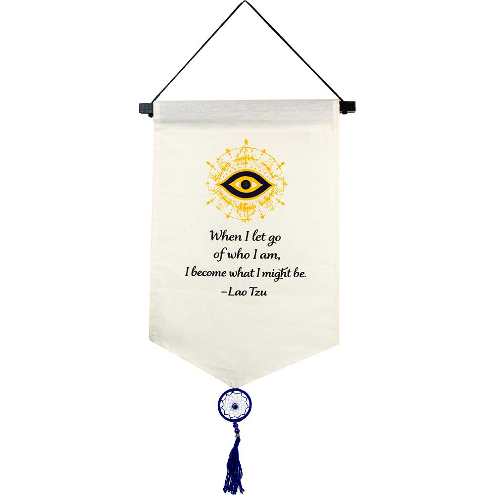 Small Cotton Banner - Lao Tzu Proverb w/ Tassel