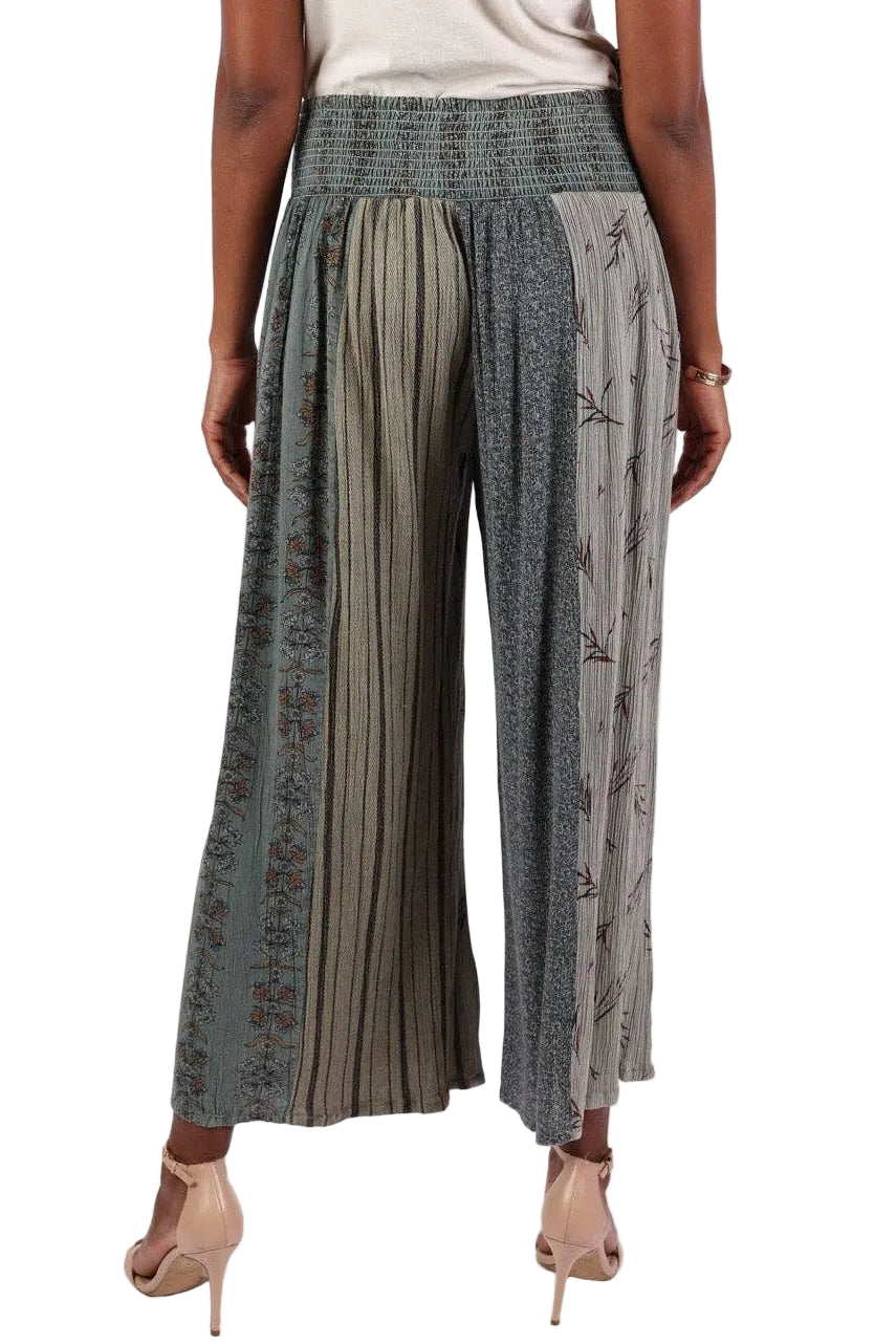 Earthy Vintage Patchwork Palazzo Pants