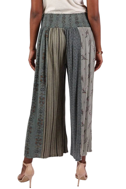 Earthy Vintage Patchwork Palazzo Pants