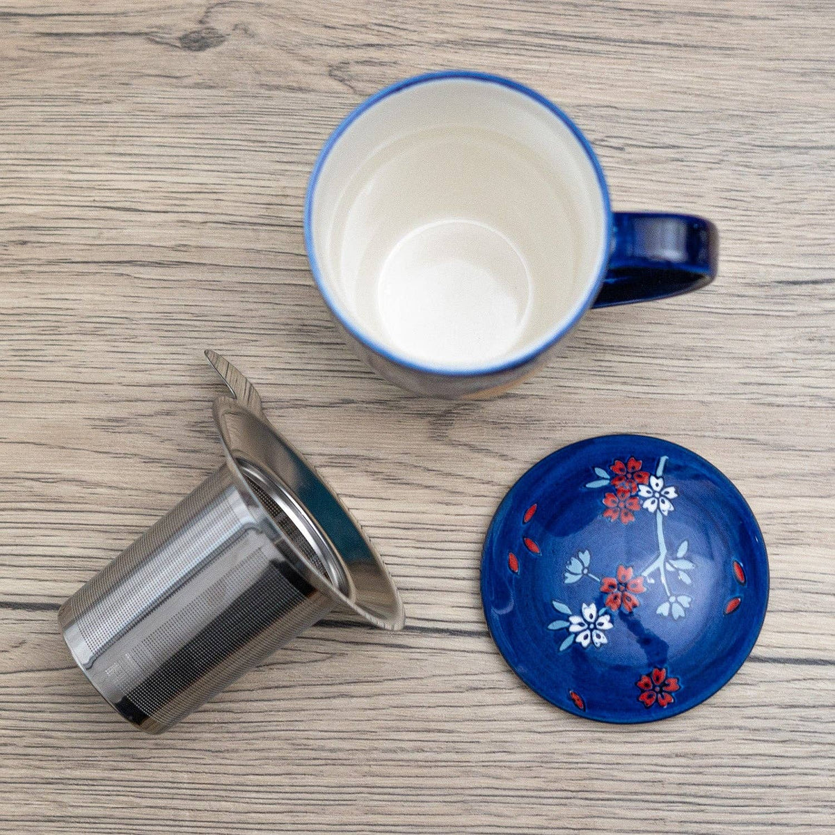 Mount Fuji Porcelain Tea Mug with Lid and Infuser – 15 oz