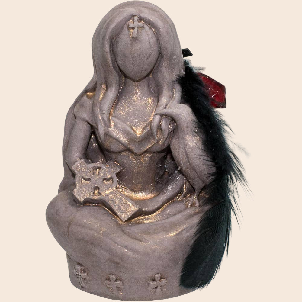 Gypsum Cement Figurine - Morrigan Raven Goddess