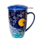 Mount Fuji Porcelain Tea Mug with Lid and Infuser – 15 oz