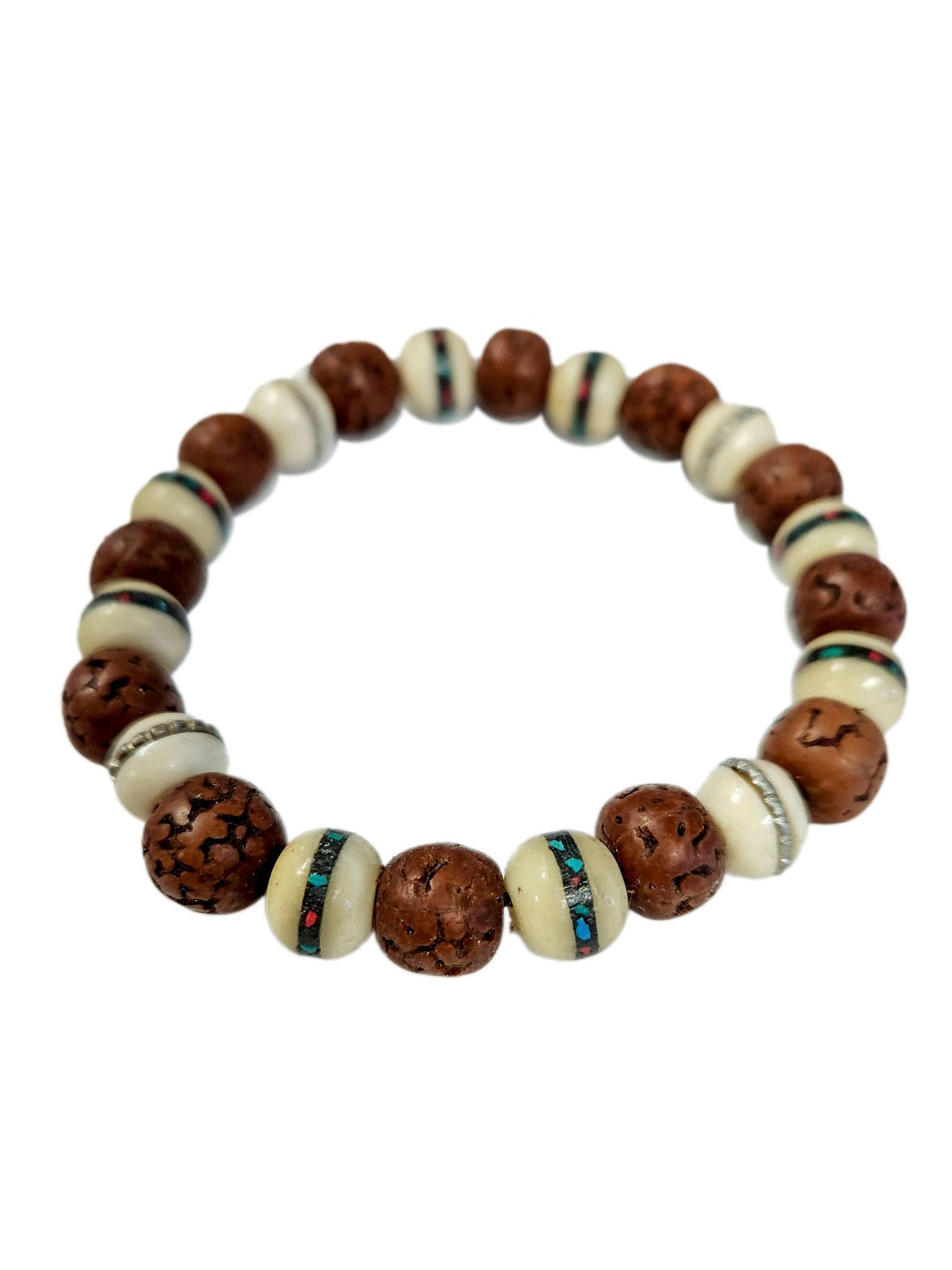 Rudraksha & Bone Beaded Bracelet