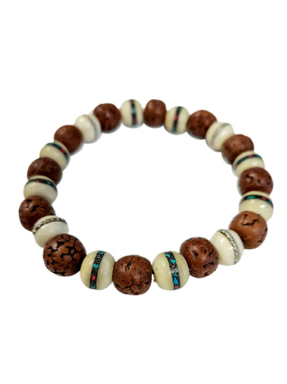 Rudraksha & Bone Beaded Bracelet